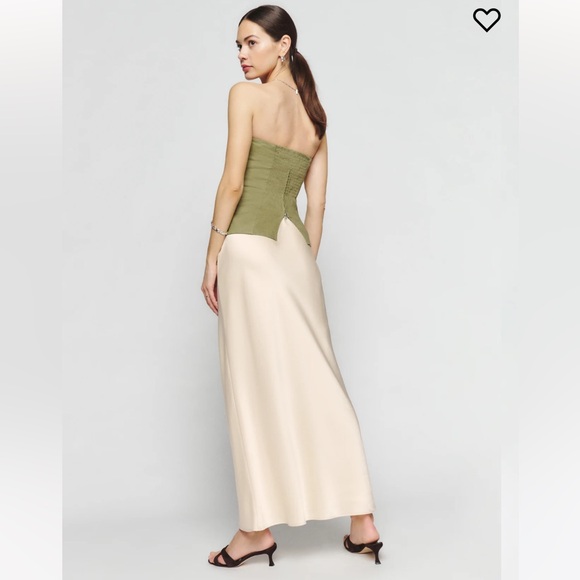 Reformation Iskra strapless linen tube top - Olive - size 2 - Picture 7 of 11